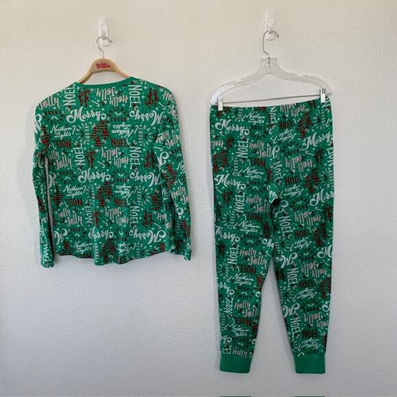 Holiday Pajama Set Christmas Greetings Red, White & Green Joyspun Women's Medium - Picture 4 of 13